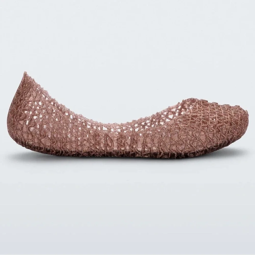Mini Melissa Campana Papel Jelly Flats‎ Rose Gold Glitter Size 4 New With Tags